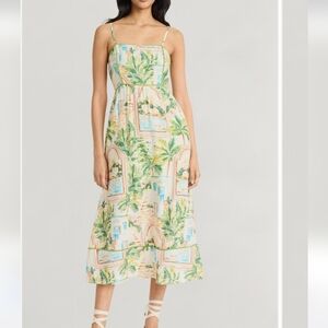The Good Journey Postcard Print Midi‎ Dress